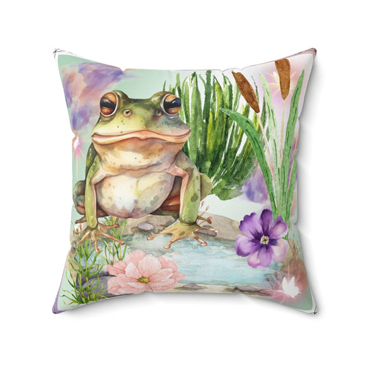 Frog by Puddle Spun Polyester Square Pillow