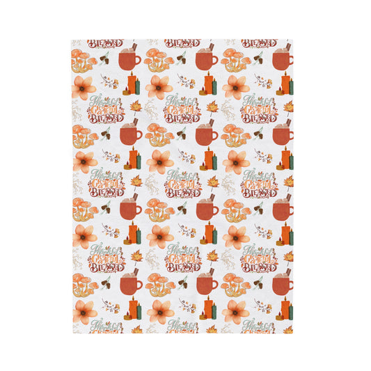 Thankful, Grateful, Blessed - Velveteen Plush Blanket