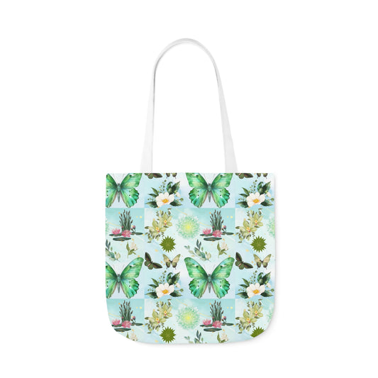 Butterfly Pond Canvas Tote Bag, 3 sizes/ 5-Color Straps