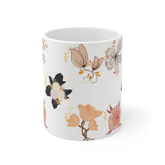 Gold Circle Flower Mug 11oz