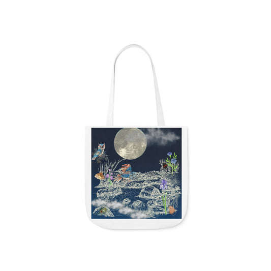 Owls at Night Canvas Tote Bag, 5-Color Straps