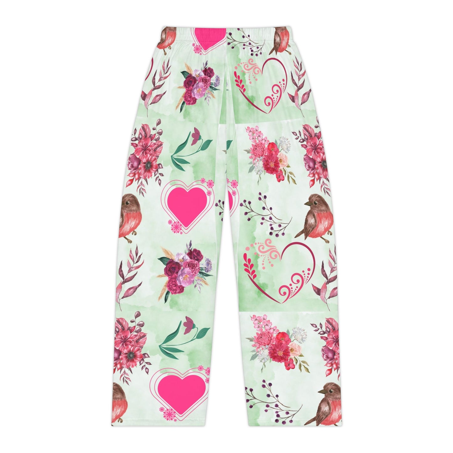 Love Bird Women's Pajama Pants (AOP)- Elastic