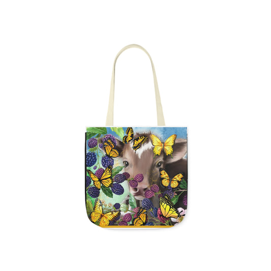 Butterfly Field - Canvas Tote Bag, 5-Color Straps