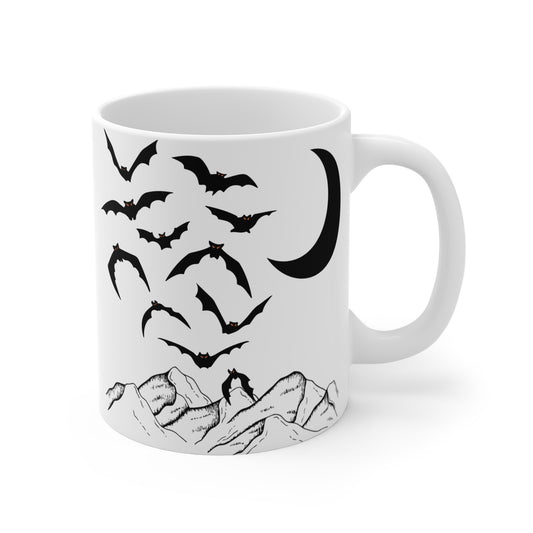 Halloween Bats Nature Mountains Moon Mug 11oz