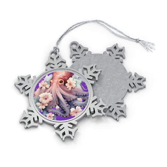 Pretty Octopus - Pewter Snowflake Ornament