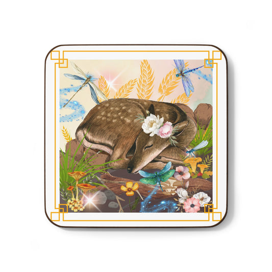 Sleeping Deer Hardboard Back Coaster