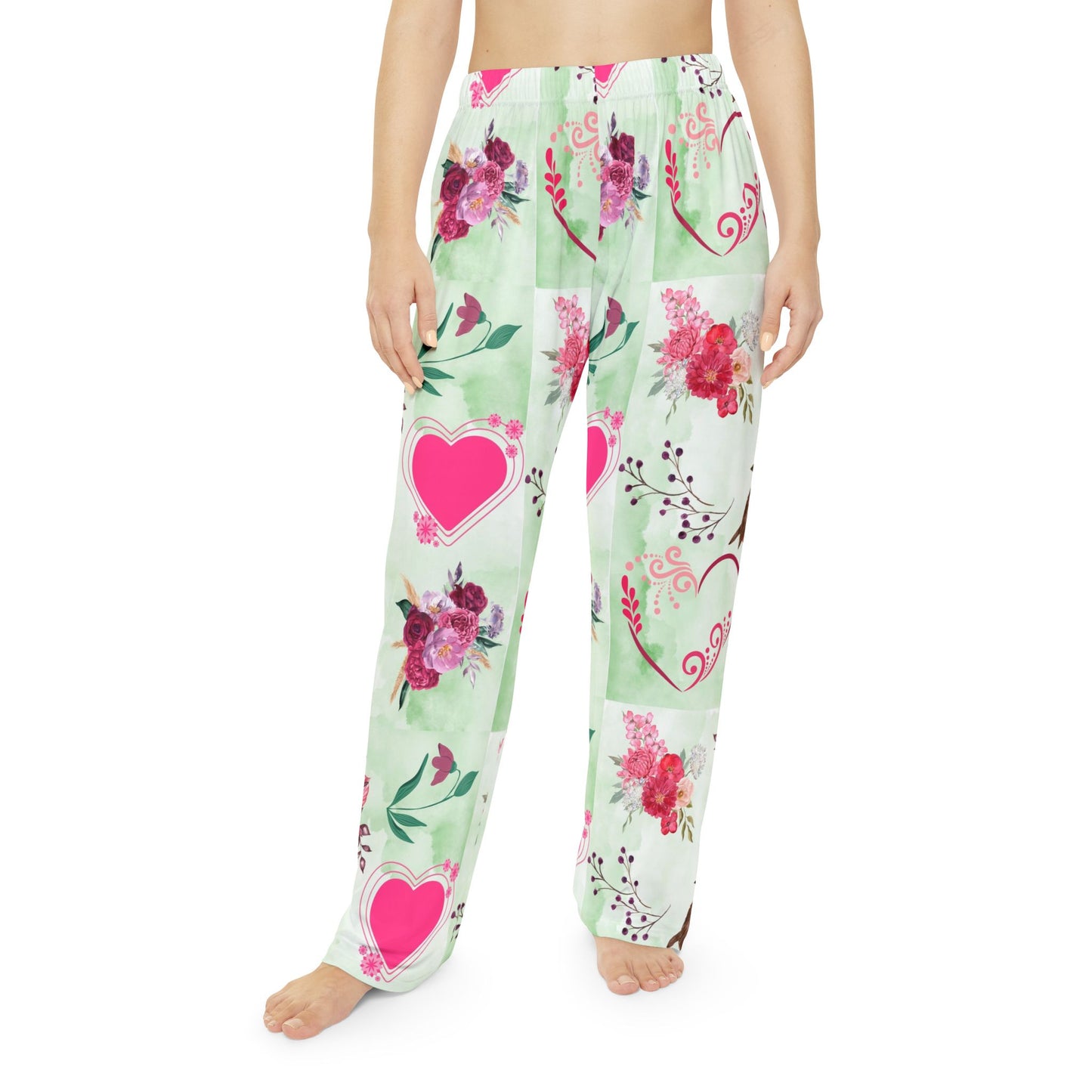 Love Bird Women's Pajama Pants (AOP)- Elastic